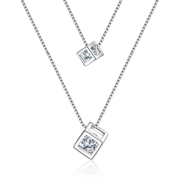 Jewelry - 925 Sterling Silver double square Necklace